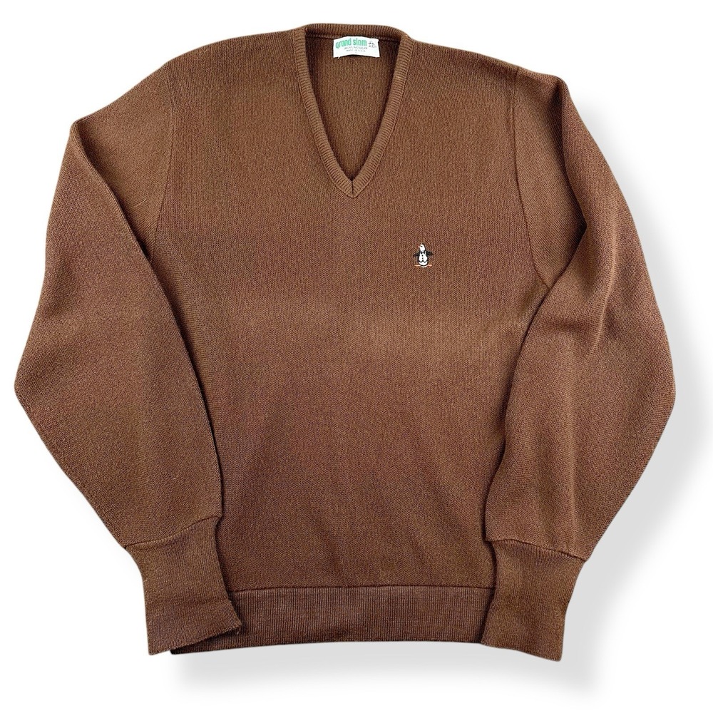 Vintage‎ 50s/60s Grand Slam by Munsingwear Brown Penguin Cardigan Sweater Large